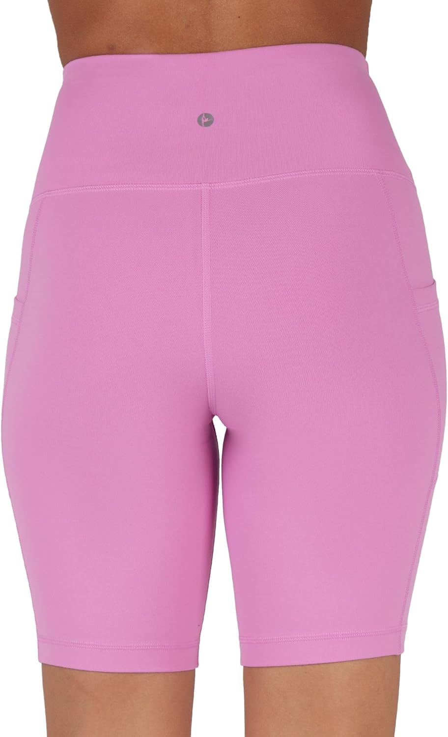 Pink High Waist Biker Short w Side Pockets - 9"